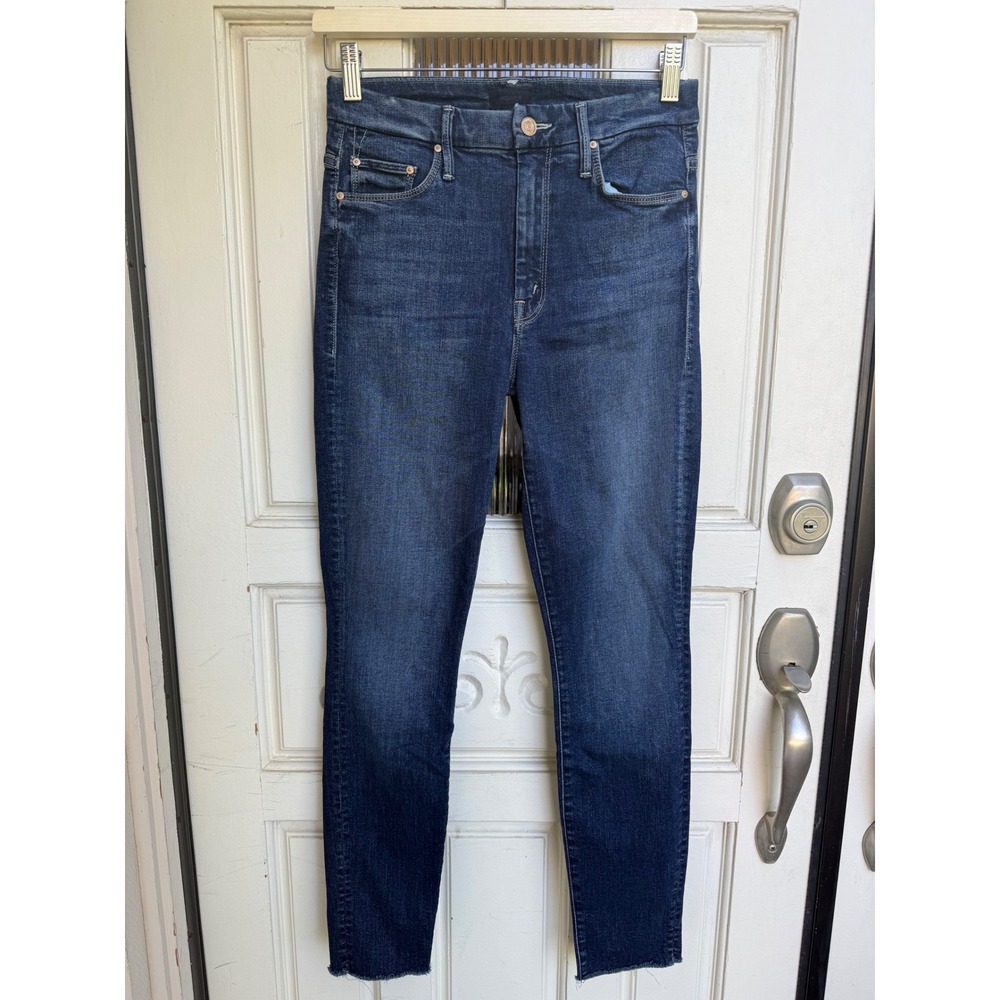 Mother High Waisted Looker Ankle Fray Jeans On The‎ Edge Blue Skinny Size 25
